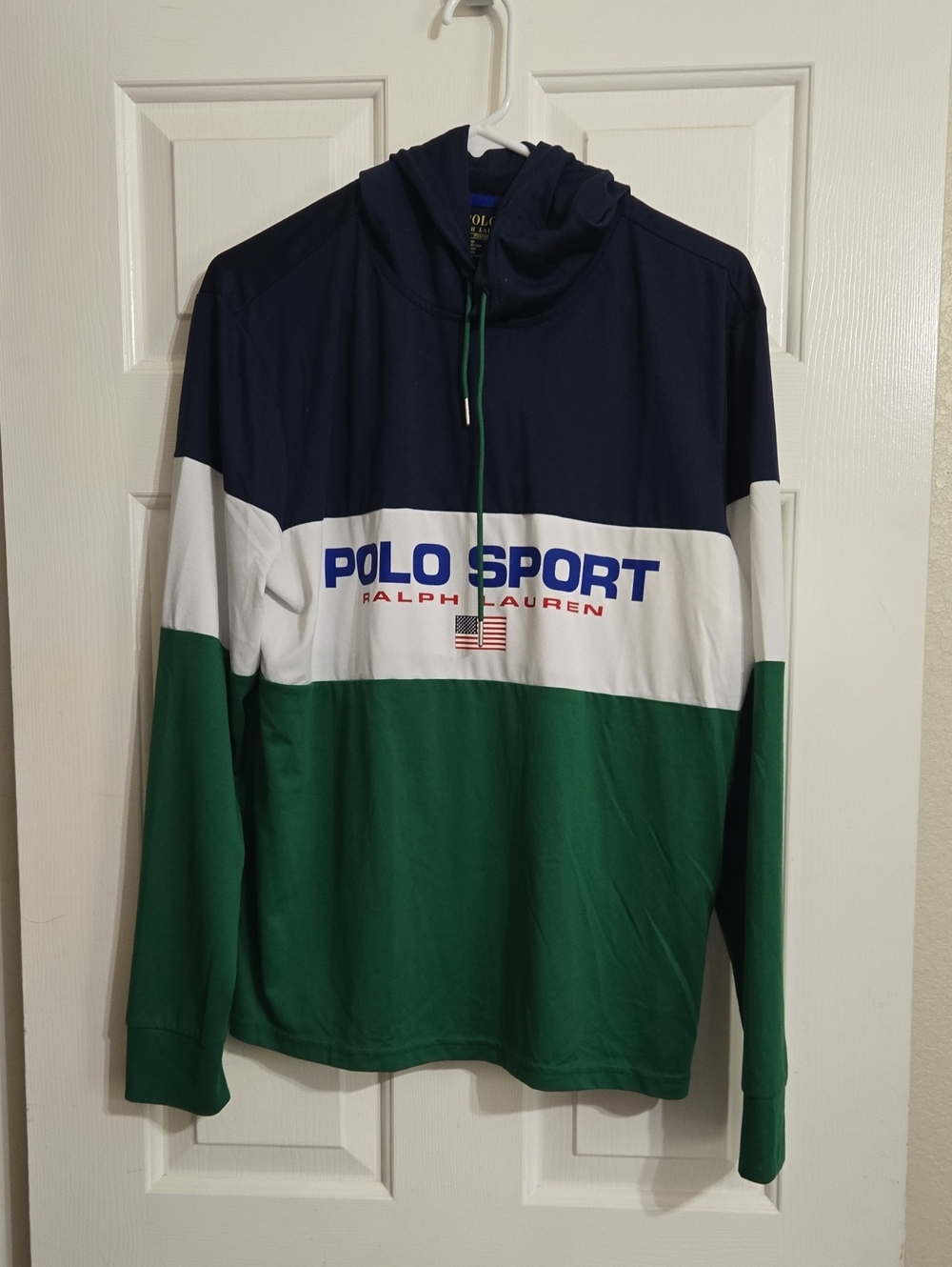Polo by Ralph Lauren Colorblock Hooded Long-Sleeve Shirt - Navy/White/Green